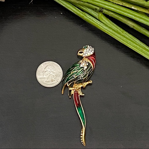 Vintage Unsigned Enamel Parrot Bird Brooch NOS - Picture 9 of 13